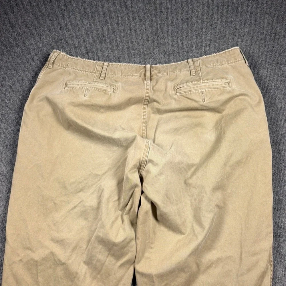 Polo Ralph Lauren Chino Pants Distressed Mens 39x29 Tan Raw Hem‎ Button Fly